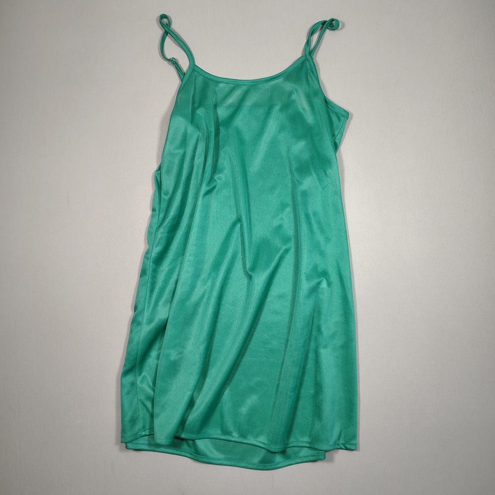 She's Cool Shirt Dress Women L Green Chiffon Button Up Roll Tab Sleeve Polyester - Picture 4 of 11